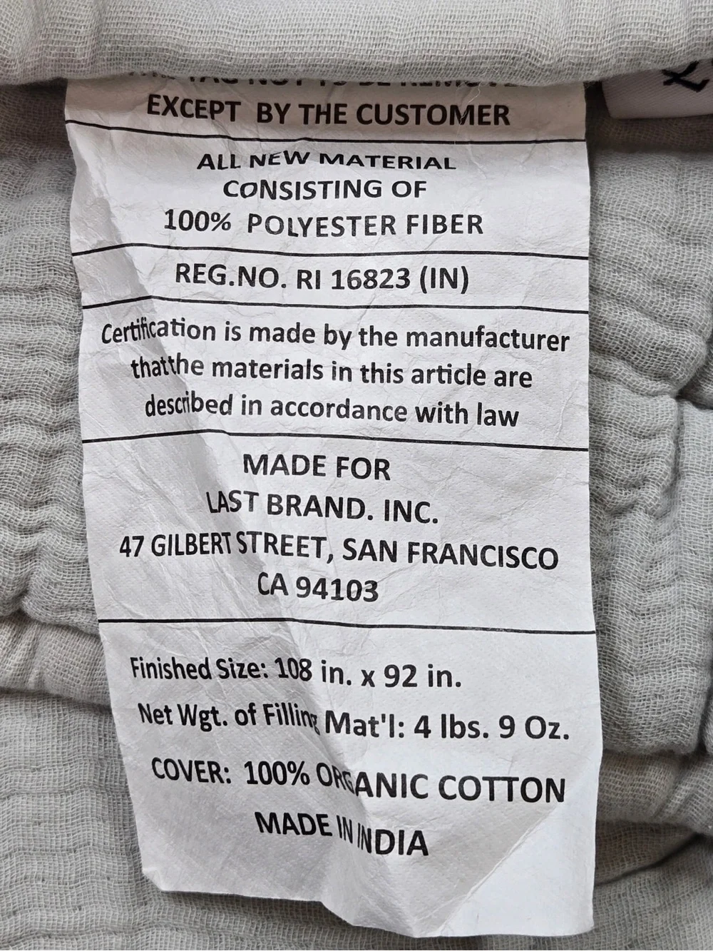 NWT QUINCE Organic Cotton Gauze Dream Quilt Set King/Cal King Mist 1084